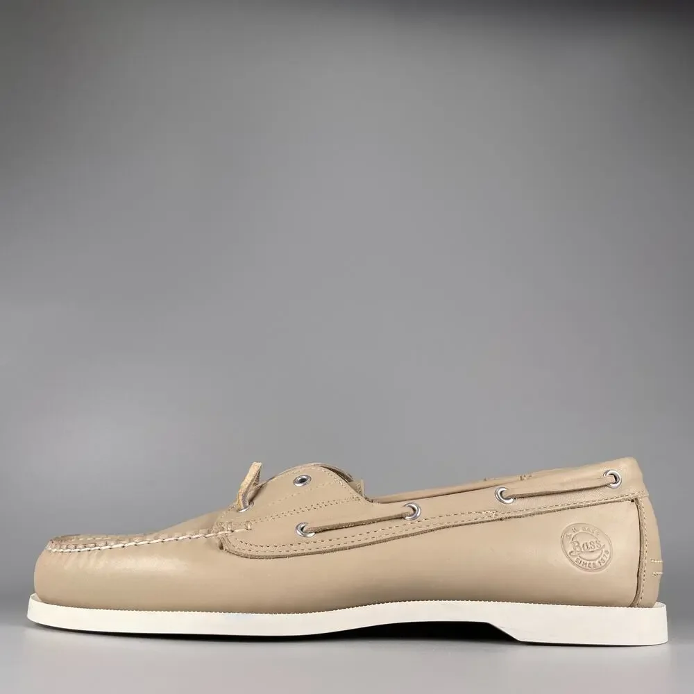 G.H. Bass & Co Men's Size 11 M Cream Leather 2 Eye Moc Toe Boat Shoes Casual EUC